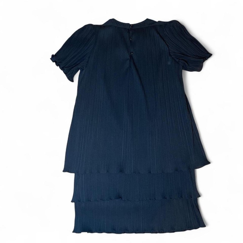 Vintage Black Pleated Tiered Dress Women's Large Party Minimalist Whimsygoth - Picture 3 of 7